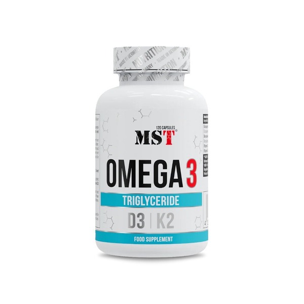 Жирні кислоти MST Nutrition Omega 3 Triglyceride D3 + K2, 120 капсул