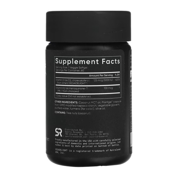 Vegan D3 5000iu + Vitamin K2 100mcg - 60 softgels. Фото 2