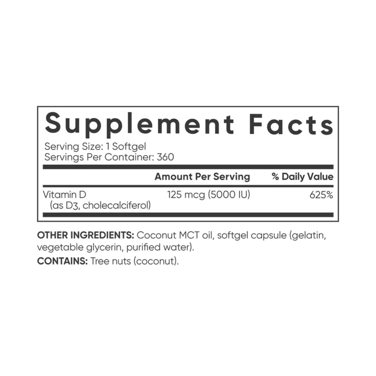 Vitamin D3 5000IU - 360 softgels. Фото 2