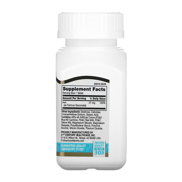 Iron 27 mg Ferrous Gluconate - 110 tabs. Фото 2