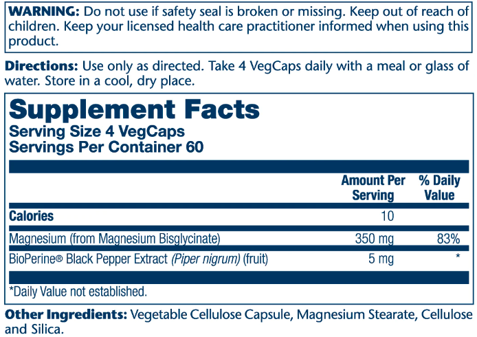 Magnesium Glycinate 350mg - 240 vcaps. Фото 2