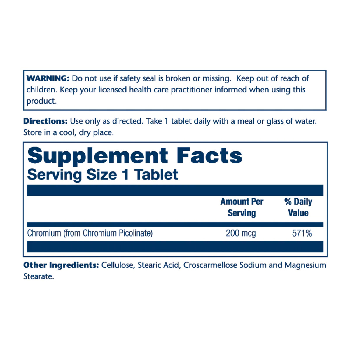 Chromium Picolinate 200mcg - 50 tabs. Фото 2