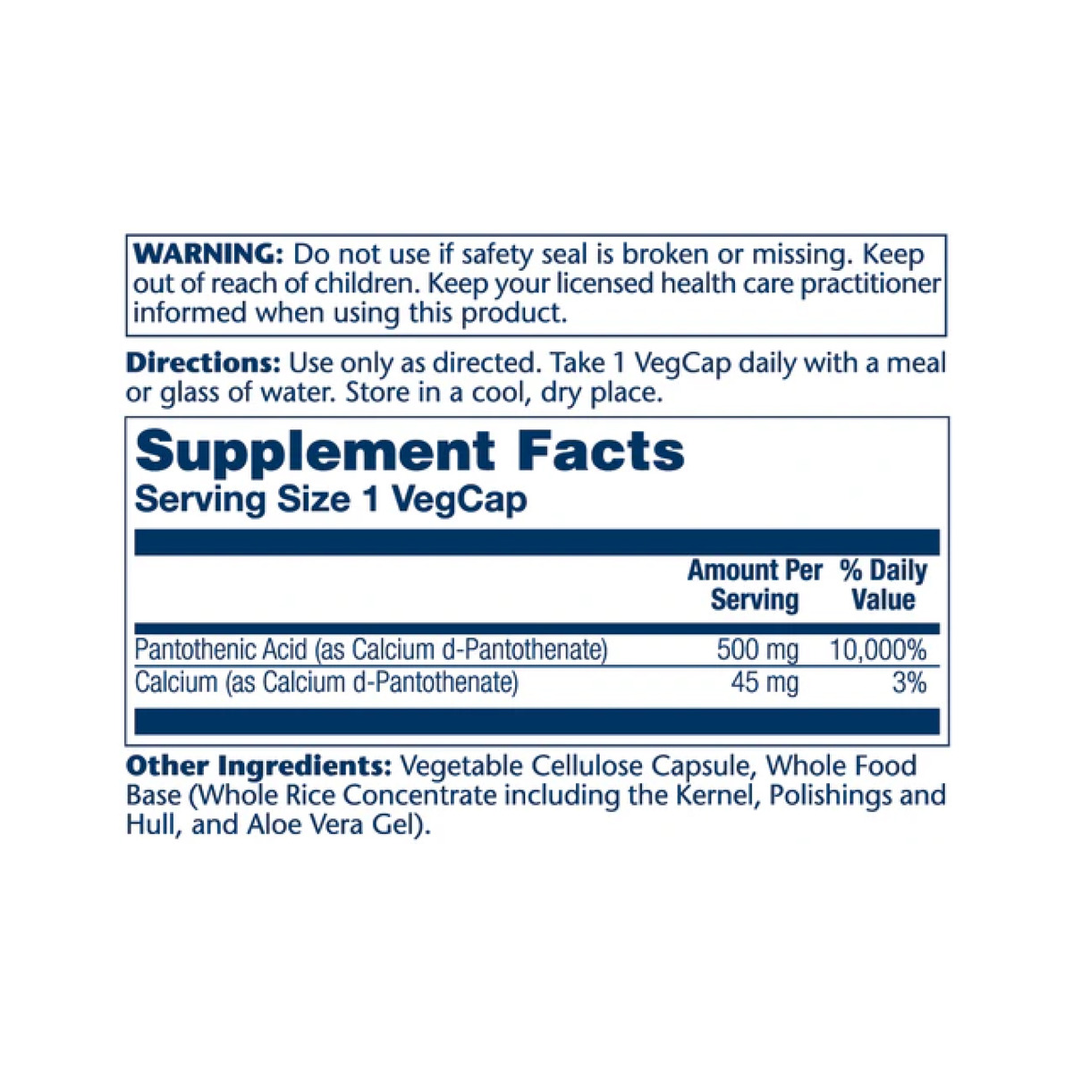 Pantothenic Acid 500mg - 100 veg caps. Фото 2