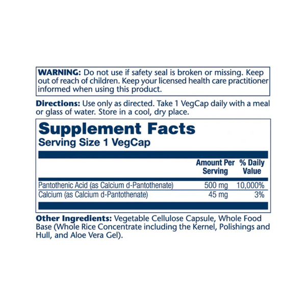 Pantothenic Acid 500mg - 100 veg caps. Фото 2