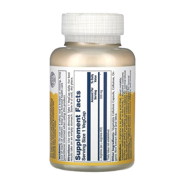 L-Arginine Free Form 500mg - 100 vcaps. Фото 2