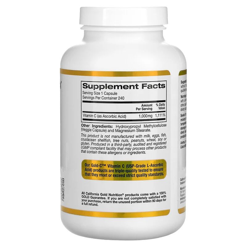 Вітамін C California Gold Nutrition Gold C, 240 вегакапсул для підтримки імунітету та шкіри. Фото 2