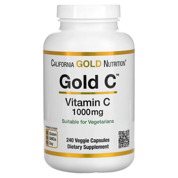 Вітамін C California Gold Nutrition Gold C, 240 вегакапсул для підтримки імунітету та шкіри