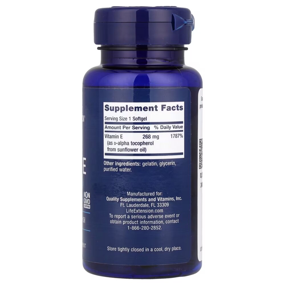 Вітамін Е Life Extension Super Vitamin E 268 mg, 90 капсул для підтримки серця, мозку та імунної системи. Фото 2