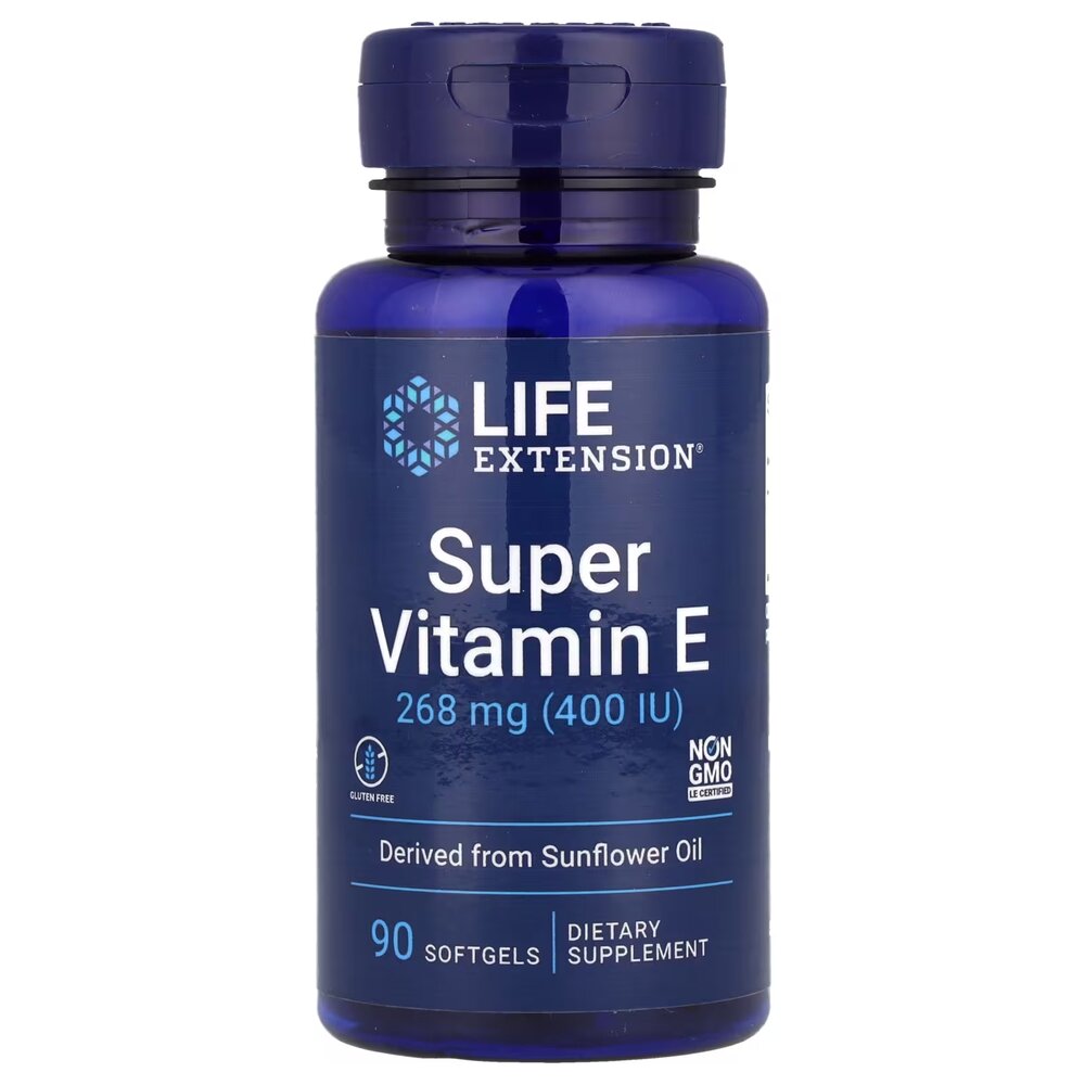 Вітамін Е Life Extension Super Vitamin E 268 mg, 90 капсул для підтримки серця, мозку та імунної системи