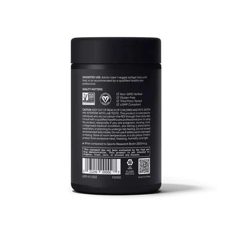 Біотин Sports Research Biotin 5000 mcg Extra Stregth, 120 капсул. Фото 3