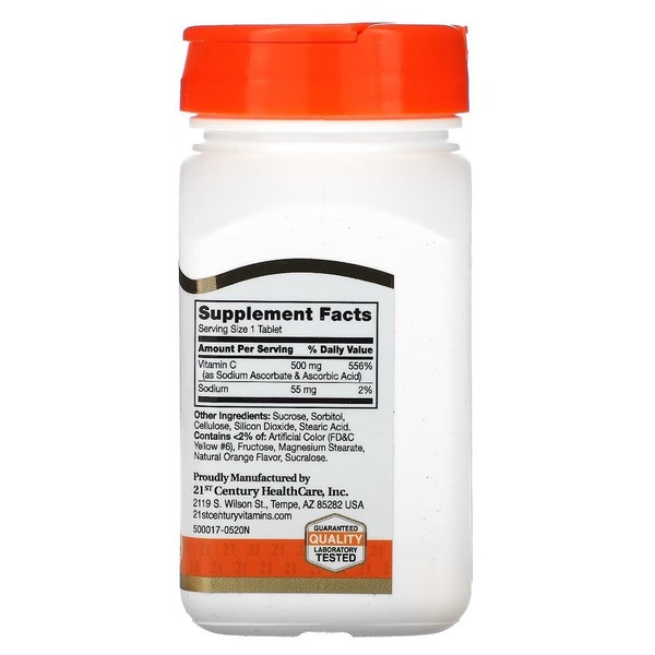 Вітамін C 21st Century Vitamin C 500 mg Chewable, 110 таблеток. Фото 4