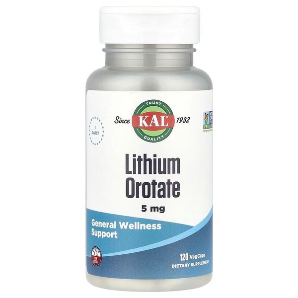 Літіум оротат KAL Lithium Orotate 5 mg, 120 вегакапсул