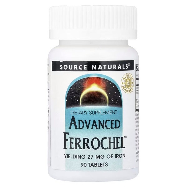 Хелатне залізо Source Naturals Advanced Ferrochel, 90 таблеток з вітамінами В та С