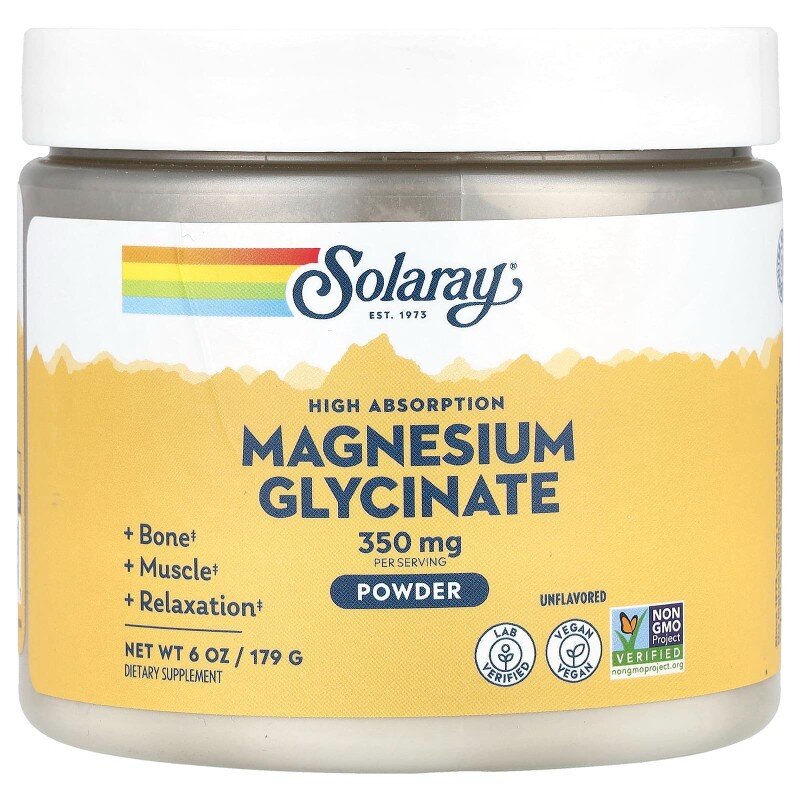 Бісгліцинат магнію Solaray Magnesium Glycinate 350 mg High Absorption, 179 грам