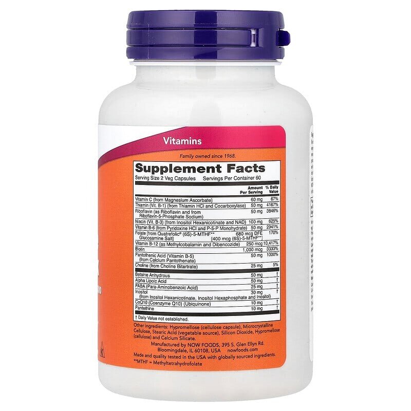 Коензимний комплекс вітамінів NOW Coenzyme B-Complex, 120 вегакапсул. Фото 2