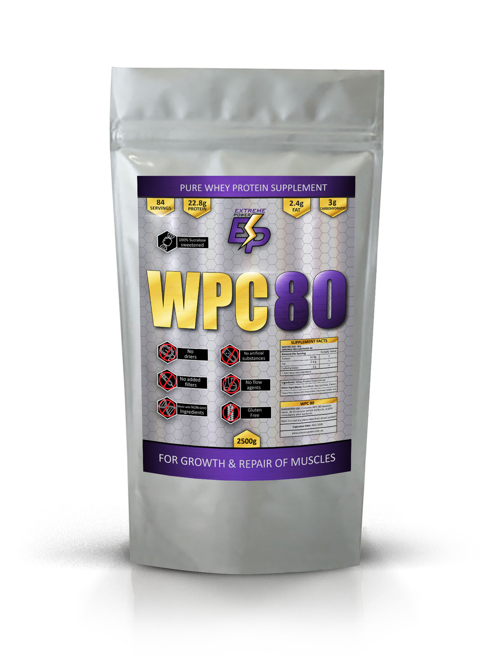 Протеїн сороватковий 2,5 кг "80% Whey protein" Extreme Power" Смаки