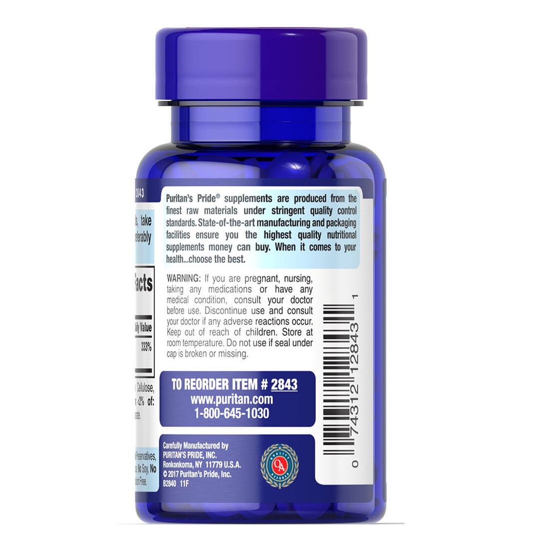 Вітаміни та мінерали Puritan's Pride Folic Acid 800 mcg, 250 таблеток. Фото 3