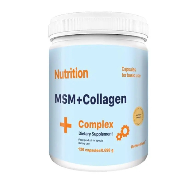 Препарат для суглобів і зв'язок EntherMeal MSM+Collagen Complex, 120 капсул. Фото 2