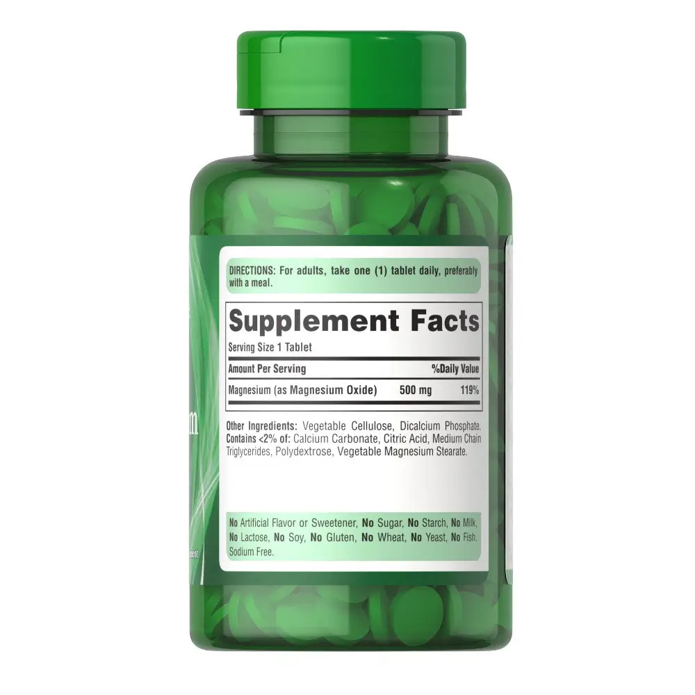Вітаміни та мінерали Puritan's Pride Magnesium 500 mg High Potency, 100 таблеток. Фото 5