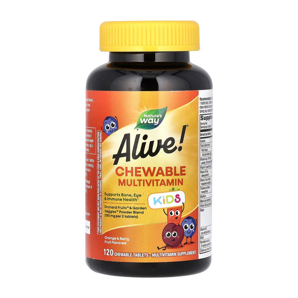 Alive! Children's Chewable Multivitamin - 120 tabs Orange and Berry. Фото 6