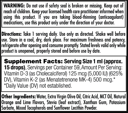 D3 K2 DropIns 125mcg - 2 oz Citrus. Фото 4