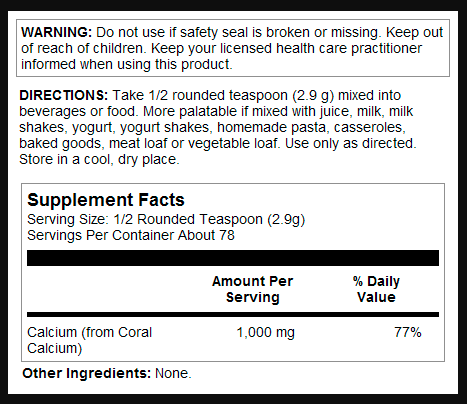 Coral Calcium Powder 1000mg - 8oz. Фото 4