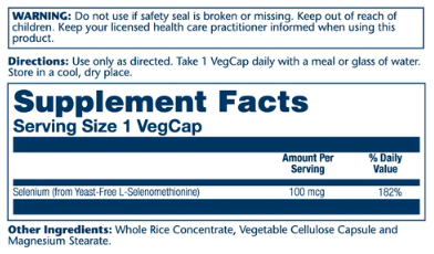 Selenium Yeast Free 100mcg - 90 vcaps. Фото 2