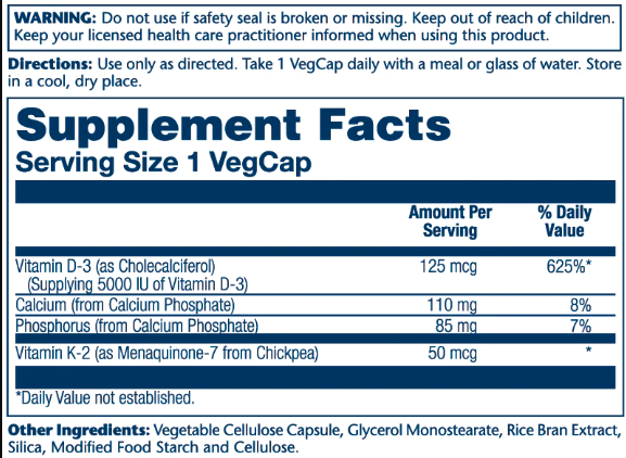 Vitamin D-3 & K-2 - 60 vcaps. Фото 2