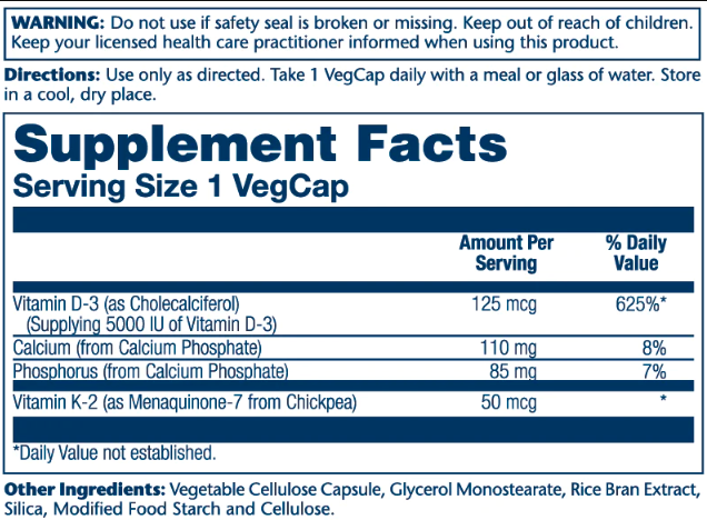 Vitamin D-3 & K-2 - 120 vcaps. Фото 2