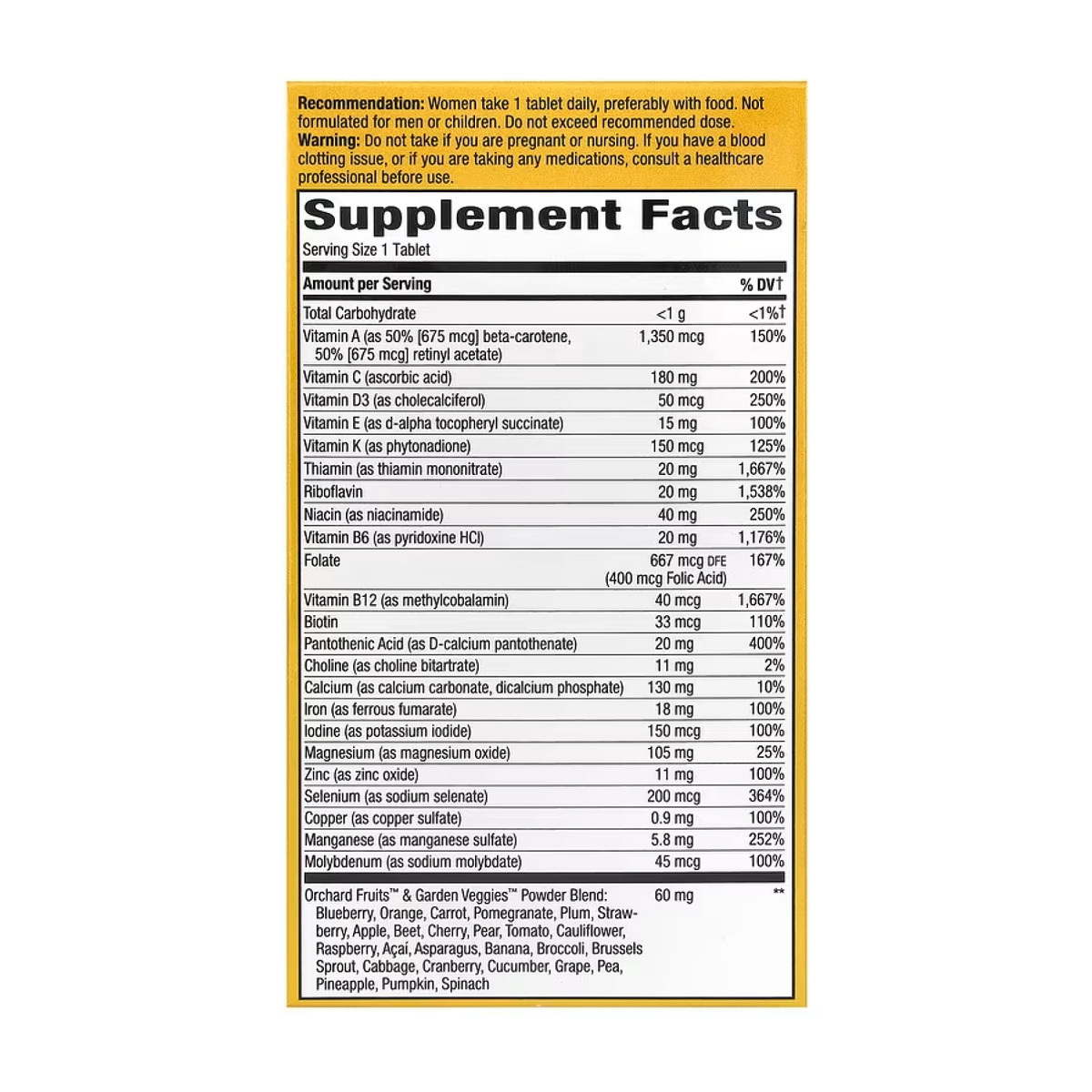 Once Daily Women Ultra Multivitamin- 60 tabs. Фото 5