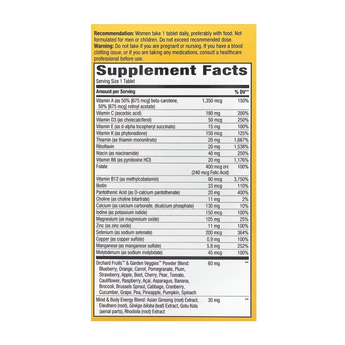 Once Daily Women 50+ Ultra Multivitamin- 60 tabs. Фото 2