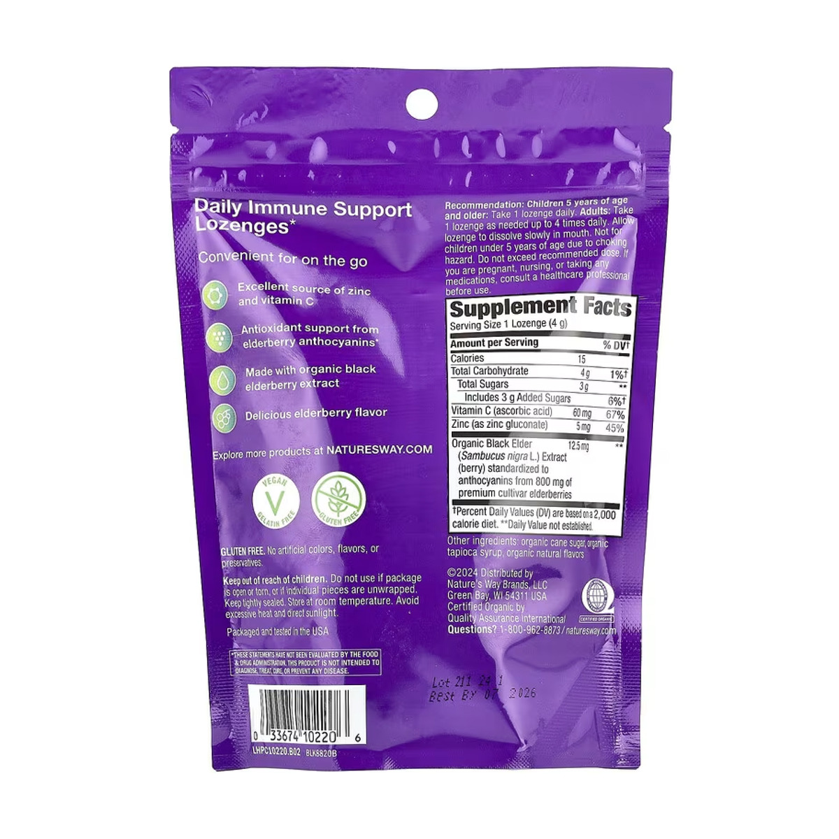 Sambucus Organic Zinc Lozenges - 24 cnt. Фото 4