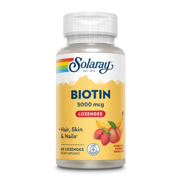 Biotin 5000mcg - 60 Lozenges Natural Peach, Strawberry, Banana. Фото 3