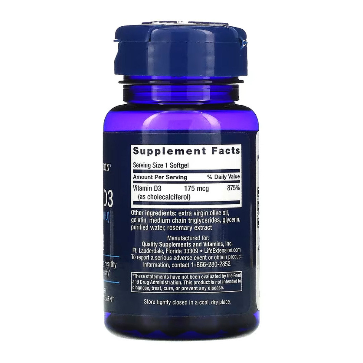 Vitamin D3 175 mcg (7000 IU) - 60 softgels. Фото 2