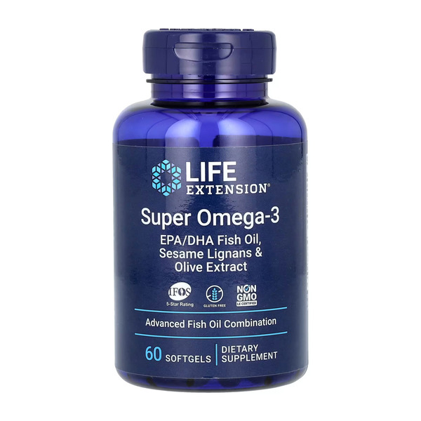 Super Omega-3 EPA/DHA Fish Oil Sesame Lignans & Olive Extract	- 60 softgels. Фото 3