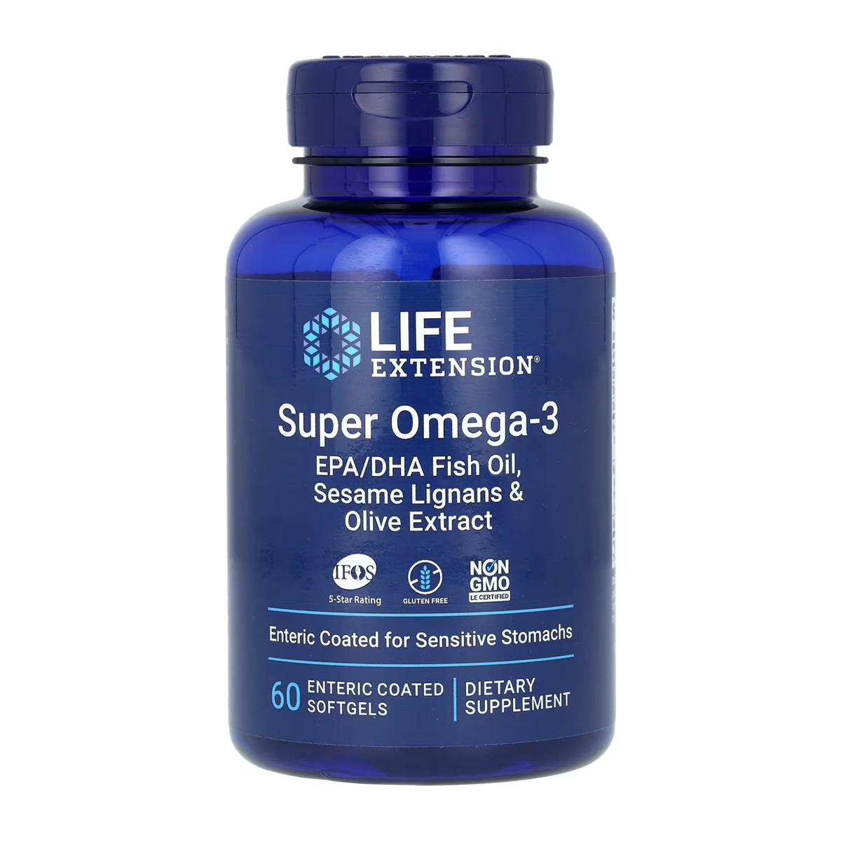 Super Omega-3 EPA/DHA Fish Oil Sesame Lignans & Olive Extract Enteric Coated - 60 softgels. Фото 3