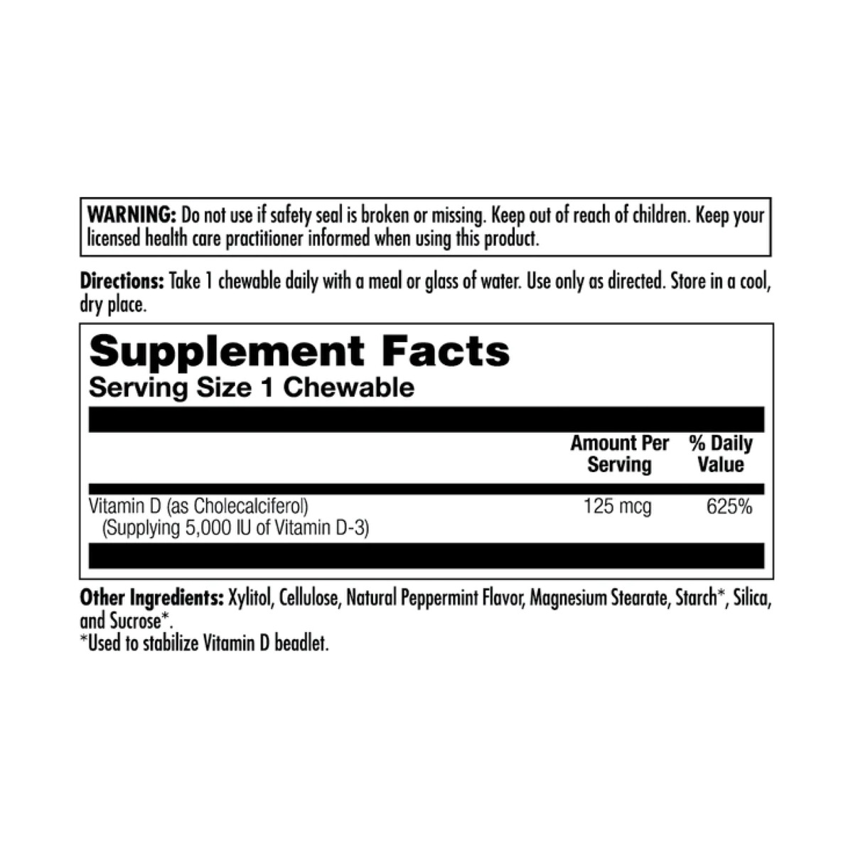 D-3 5000 IU 125mcg - 60 chewables. Фото 2