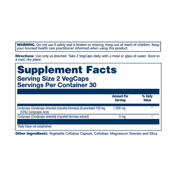 Cordyceps Mushroom Extract 1000mg - 60 vcaps. Фото 2