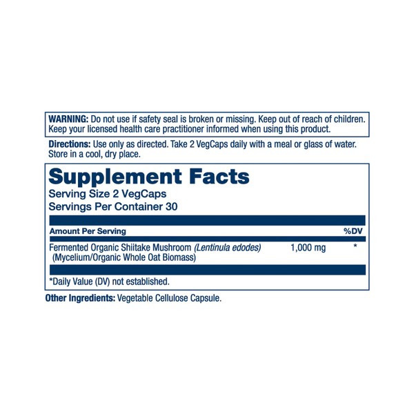Fermented Shiitake Mushroom 1000mg - 60 vcaps. Фото 4
