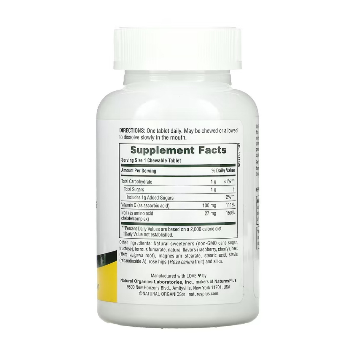 Iron 27 mg with Vitamin C Herbs - 90 tabs. Фото 2