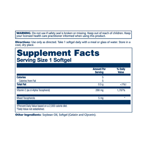 Vitamin E d-Alpha Tocopherol 268mg - 50 softgels. Фото 4