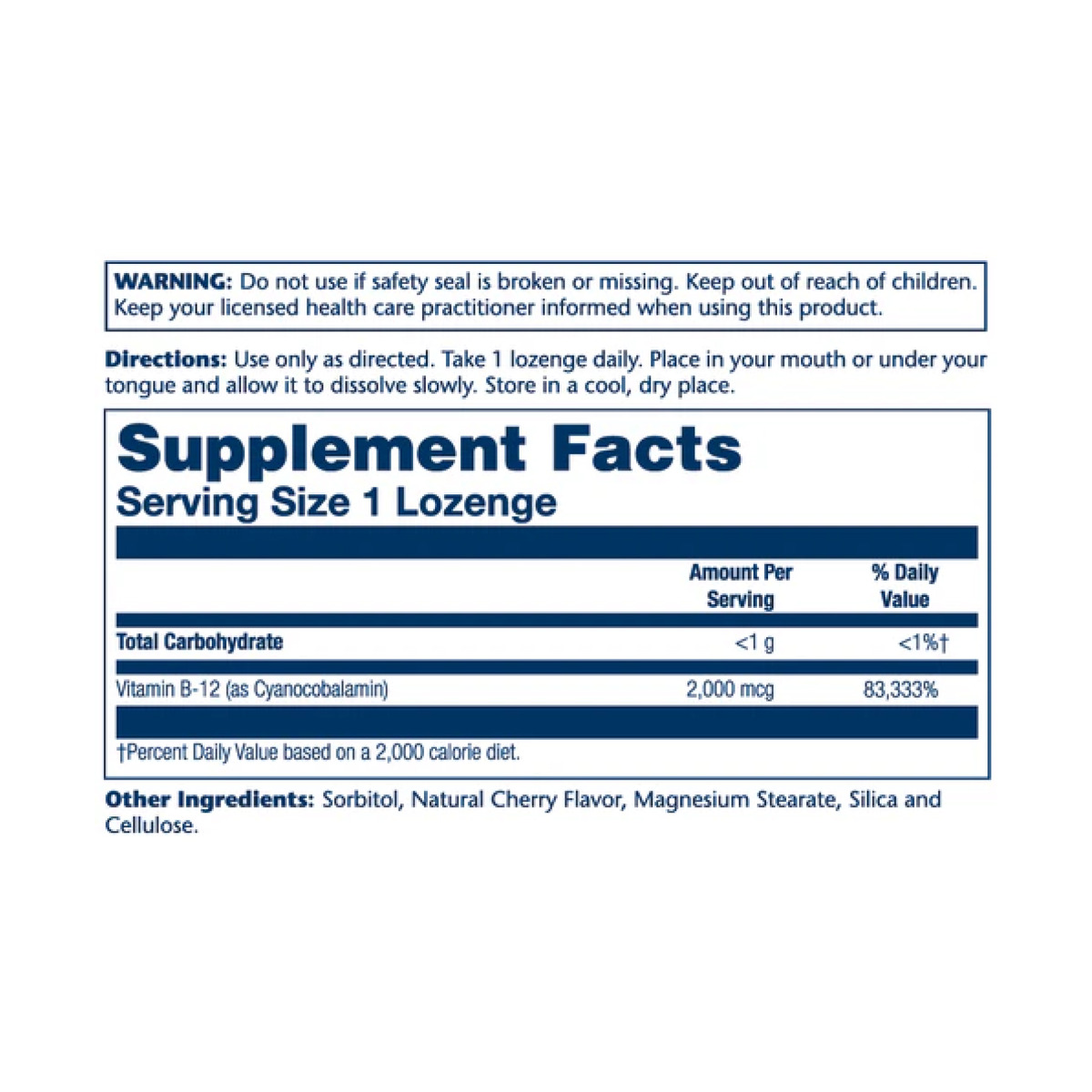 Vitamin B-12 2000mcg - 90 lozenges Natural Cherry. Фото 2