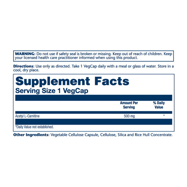 Acetyl L-Carnitine 500mg - 30 vcaps. Фото 3