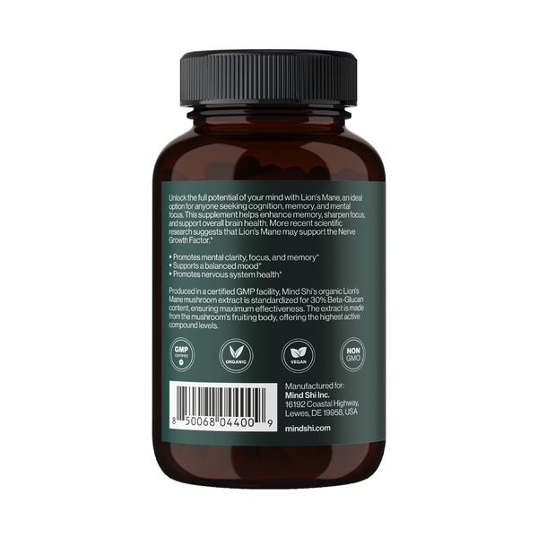 Lion's Mane Mushroom 1000 mg - 60 vegcaps. Фото 3