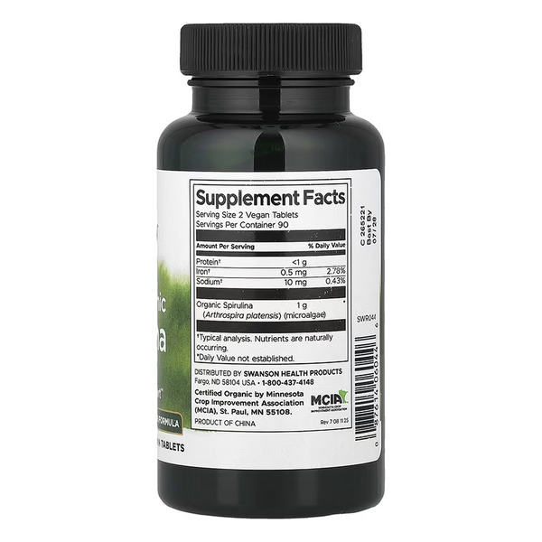 Certified Organic Spirulina 500mg - 180 tabs. Фото 2