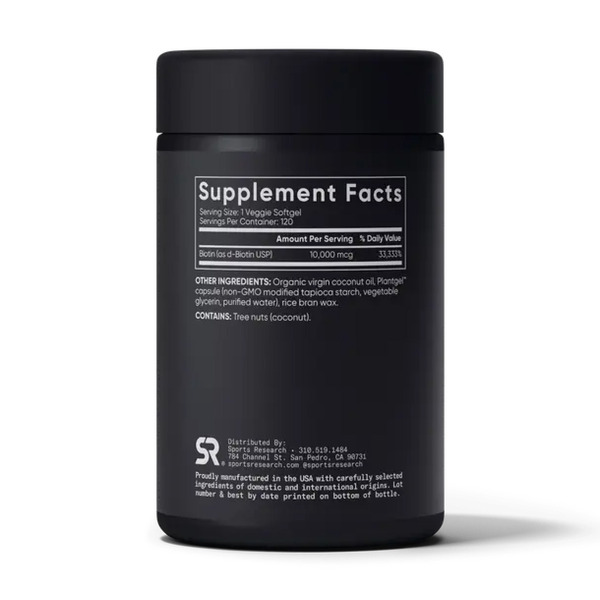 Biotin 10,000mcg - 120 veg softgels. Фото 4