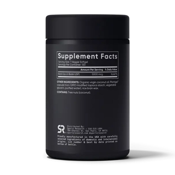 Biotin 5000mcg - 120 veg softgels. Фото 2