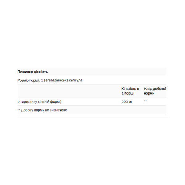 L-Tyrosine 500mg - 100 vcaps. Фото 4