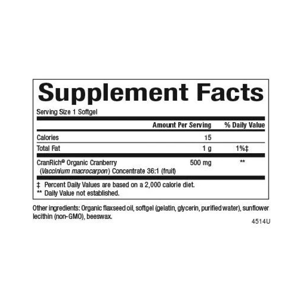 CranRich®️ Super Strength Organic Cranberry Concentrate 500mg - 90 softgels. Фото 4