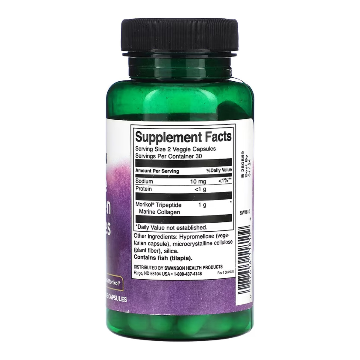 Marine Collagen Peptides Type I Featuring Morikol 500mg - 60 vcaps. Фото 4